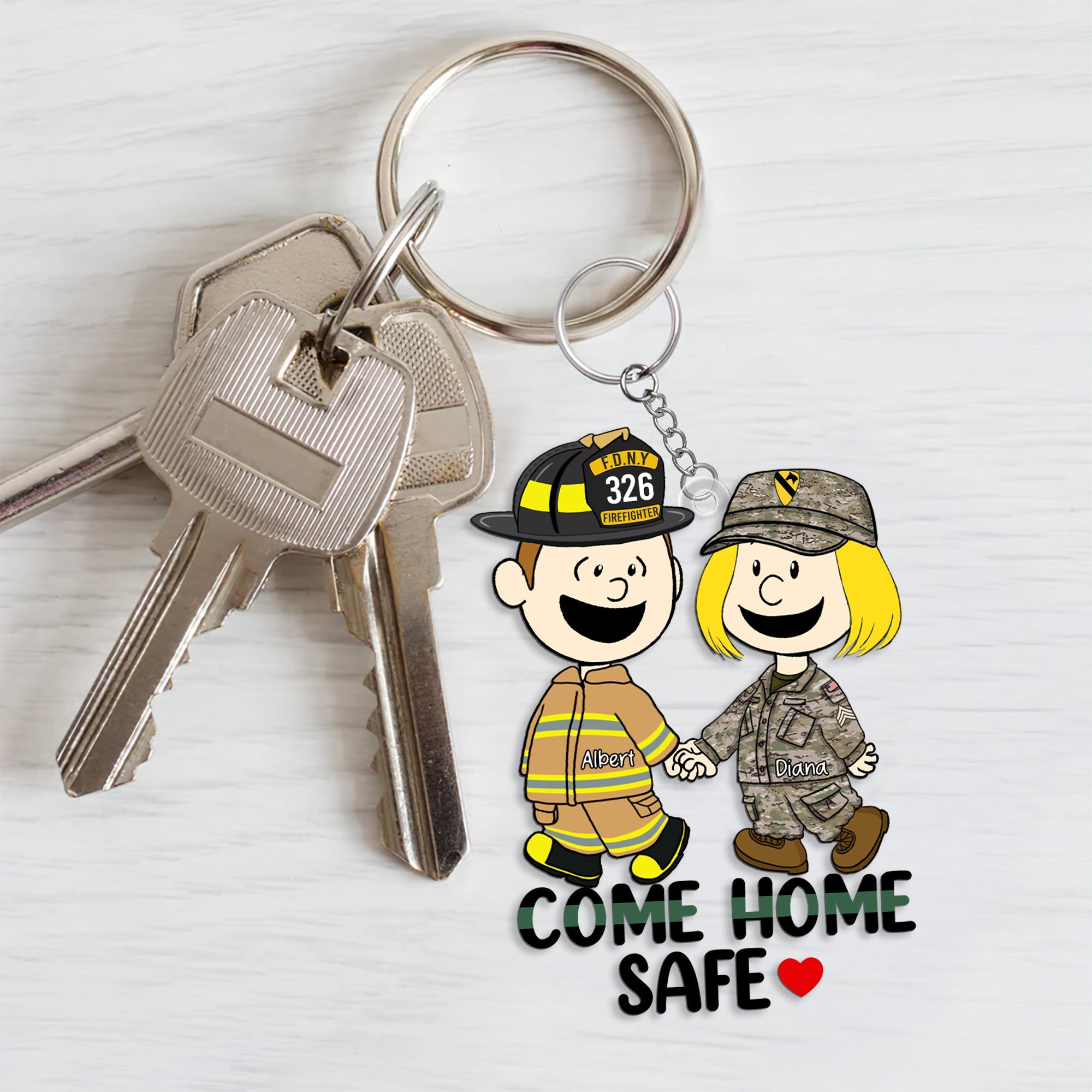 Personalized Come Home Safe Couple Keychain | Unique Valentine's Day Gifts for Couples Keychains PopCulturePrints