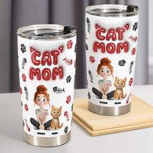 Load image into Gallery viewer, Lovely Cat Mom - Personalized Tumbler Cup for Cat Lovers Tumbler Cup PopCulturePrints
