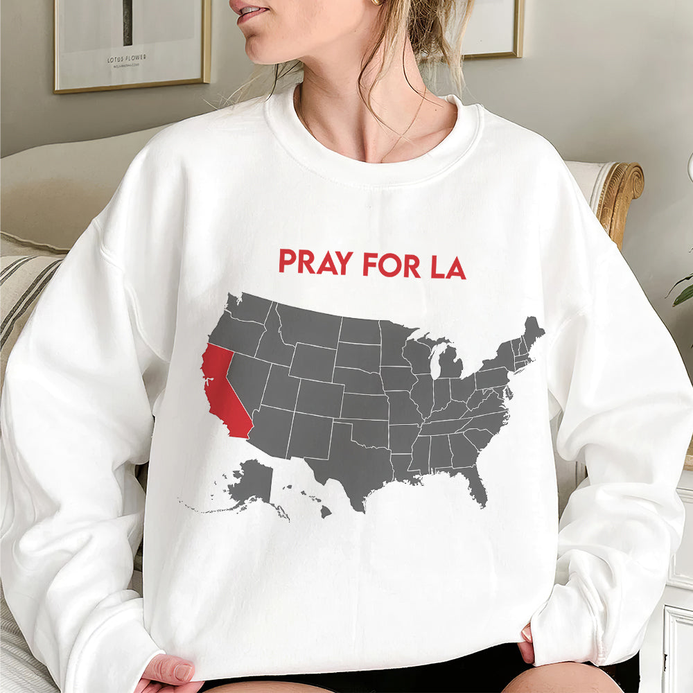 Pray for LA: California Map Shape Strong Shirt Shirts PopCulturePrints