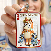 Load image into Gallery viewer, Queen of Moms Keychain - Personalized Gift for Moms and Grandmas Keychains PopCulturePrints
