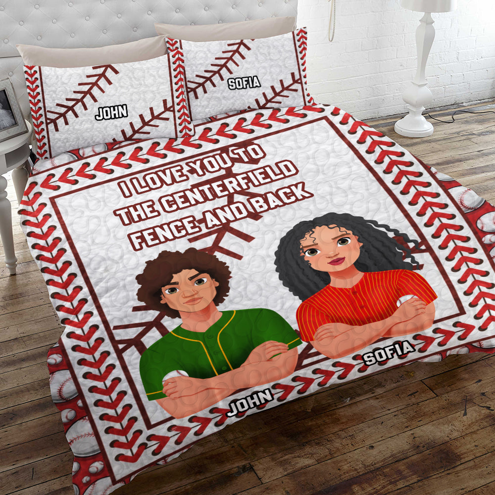 Personalized Baseball Couple Quilt Bedding Set Blanket PopCulturePrints