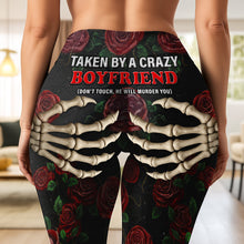 Load image into Gallery viewer, “Taken by a Crazy Boyfriend” - Naughty Skeleton Hands Leggings - Personalized Gift for Her Shorts and Pants PopCulturePrints
