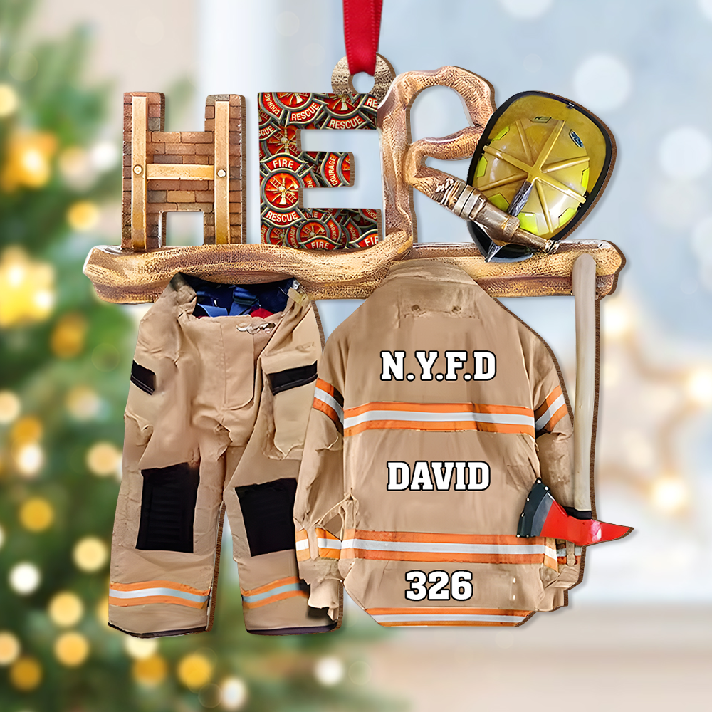 Personalized Firefighter Christmas Ornament - Custom Uniform Design Ornament PopCulturePrints