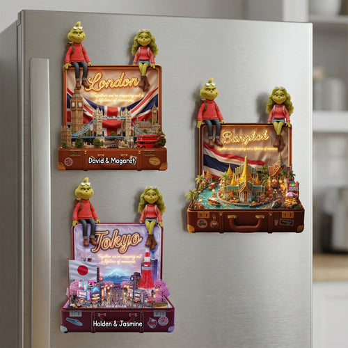 Together we’re mapping out a lifetime of memories - Personalized Couple Travelling Acrylic Fridge Magnet Fridge Magnet PopCulturePrints