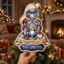 Load image into Gallery viewer, 75 Years Down the Rabbit Hole - Personalized Acrylic Christmas Tree Topper for Alice in Wonderland Lovers Ornament PopCulturePrints
