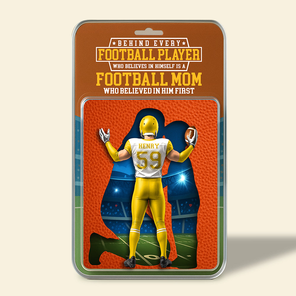 Behind Every Football Player, There's a Football Mom - Personalized Acrylic Plaque for Mom Shaped Plaques PopCulturePrints
