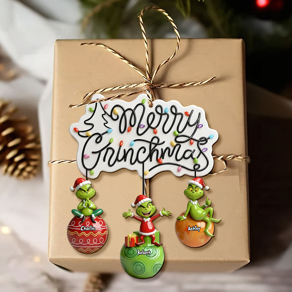 Merry Grinchmas Hanging Ornament - Personalized Christmas Gift for Family & Friends Ornament PopCulturePrints