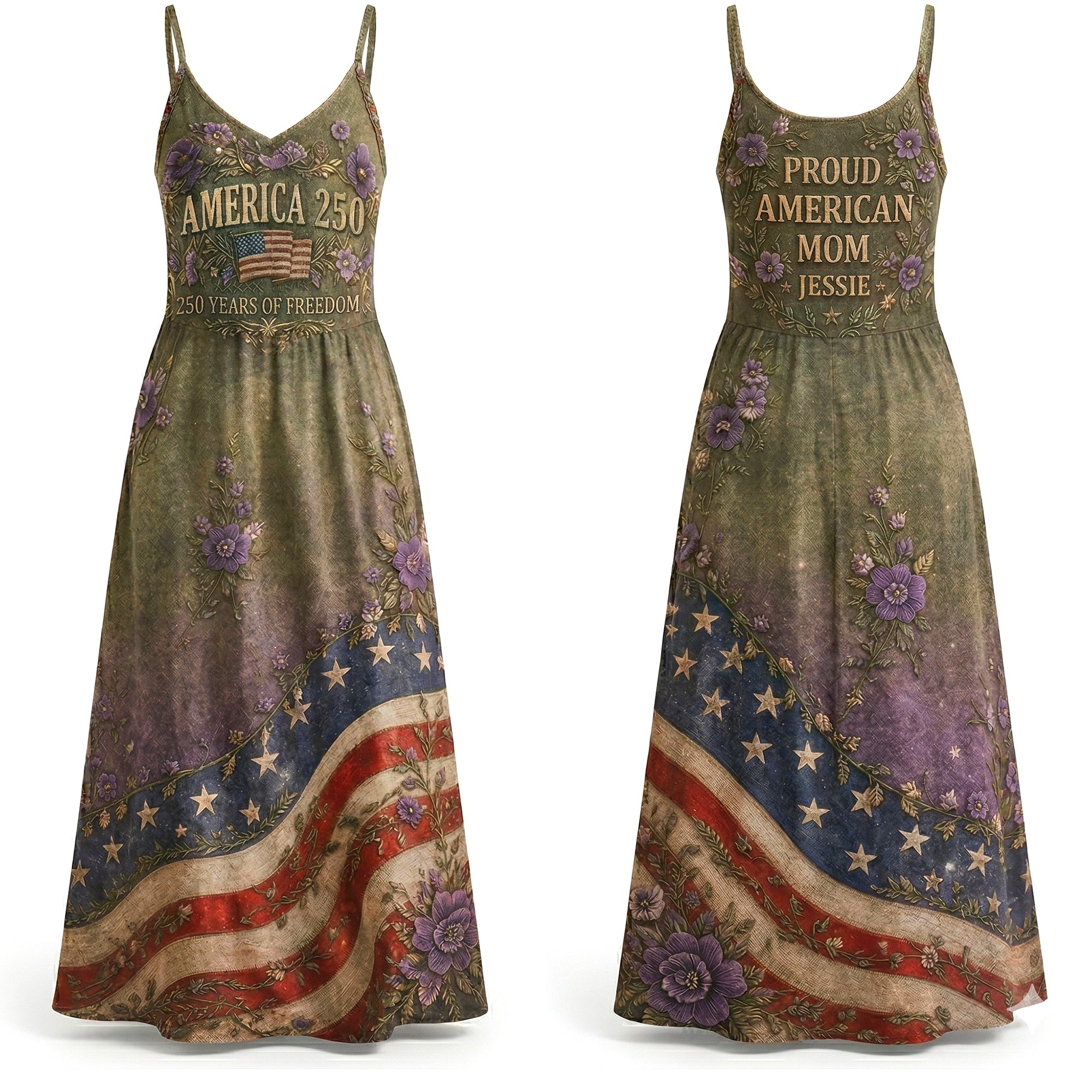 "Celebrate America with Pride!" - Proud American Mom Maxi Dress - Personalized Gifts for Moms, Grandmas & More Dress PopCulturePrints