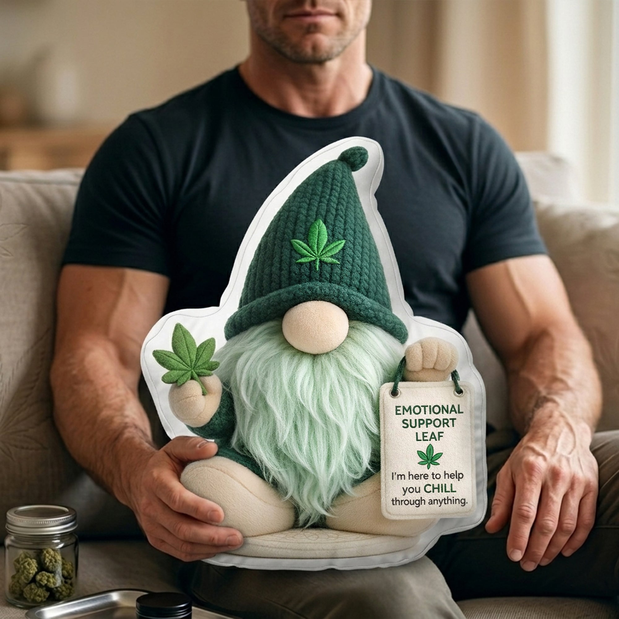 Chill Vibes, Emotional Support Gnome Pillow - Personalized Gifts for Smoking Lovers Pillow PopCulturePrints