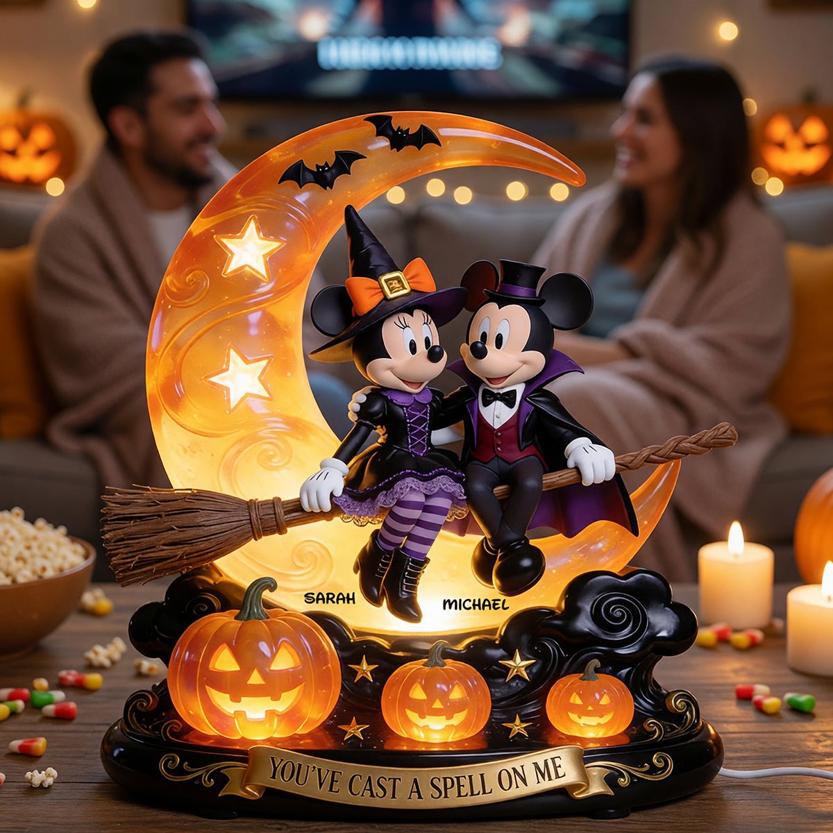 You've Cast a Spell On Me - Personalized Halloween Acrylic Light Box for Couples