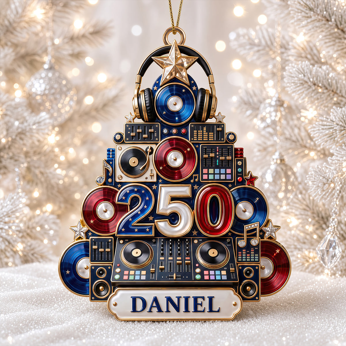 Celebrate the Beat - DJ Holiday Christmas Ornament - Personalized Gifts