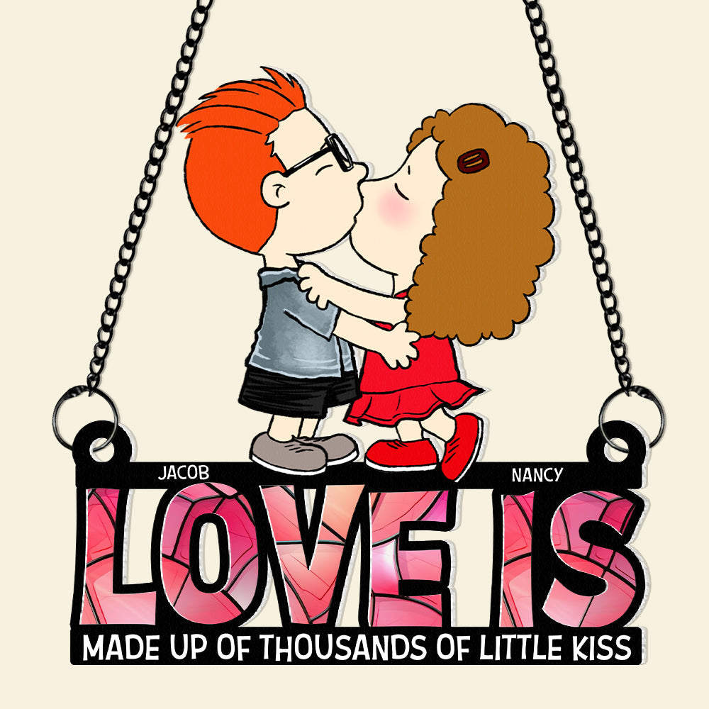 Personalized Couple Suncatcher Ornament - 'Love Is (For Name Customization)'