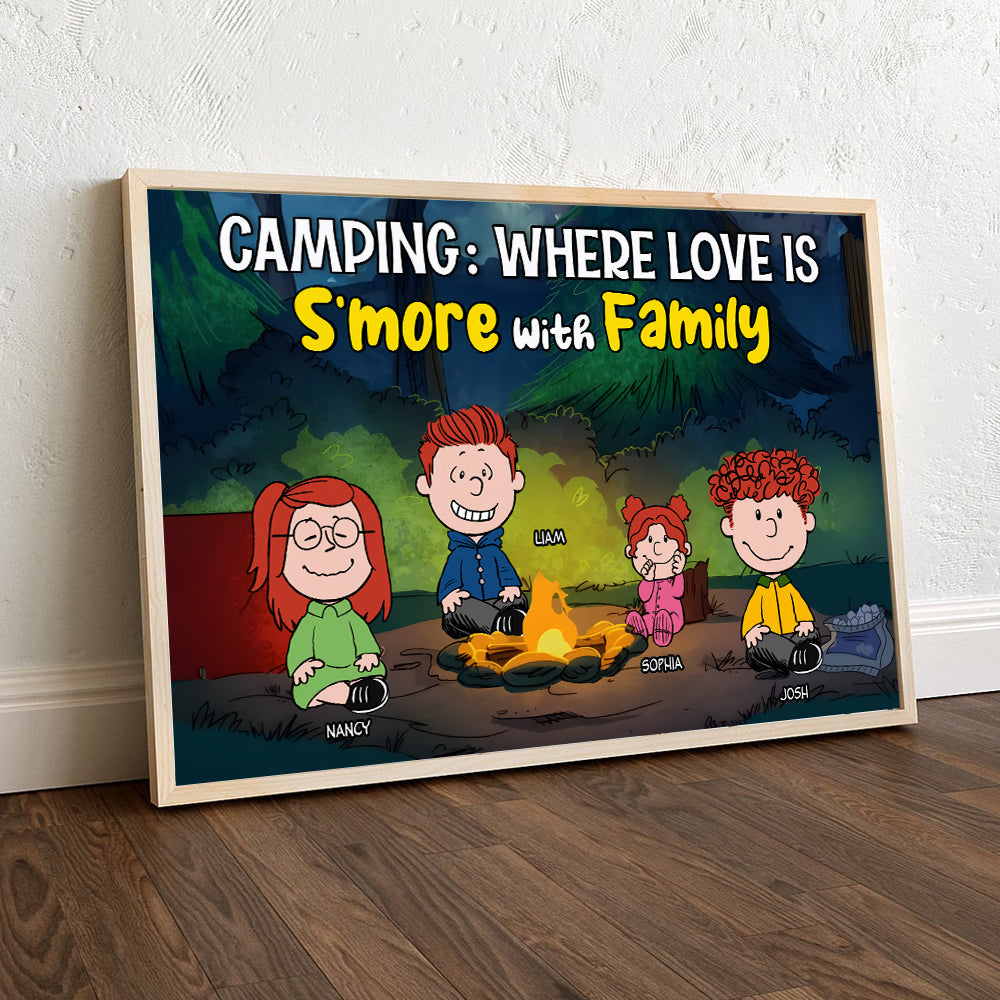 Personalized Family Canvas Print - Camping S'more With Family