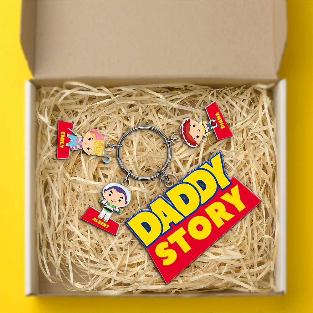 "Celebrate Dad's Story!" - Personalized Keychain for Dads and Grandpas Keychains PopCulturePrints