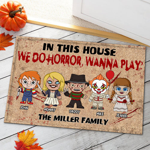 Personalized Horror Movie Family Doormat - Halloween Gift Doormat PopCulturePrints