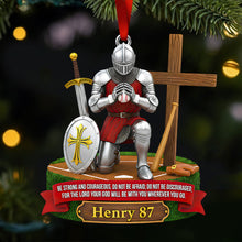 Load image into Gallery viewer, Be Strong &amp; Courageous – Personalized Knight Baseball Ornament Ornament PopCulturePrints
