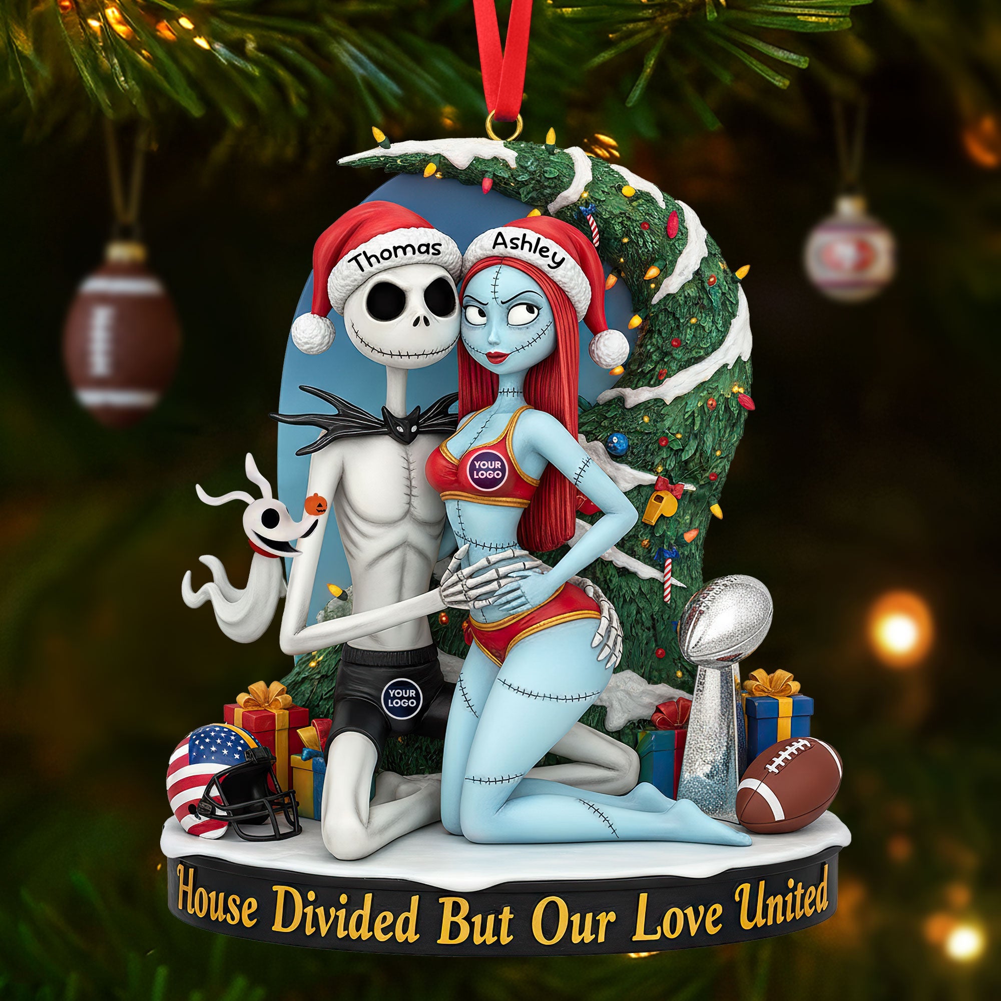 “House Divided But Our Love United” – Spooky Couple Ornament - Personalized Gift for Couples Ornament PopCulturePrints