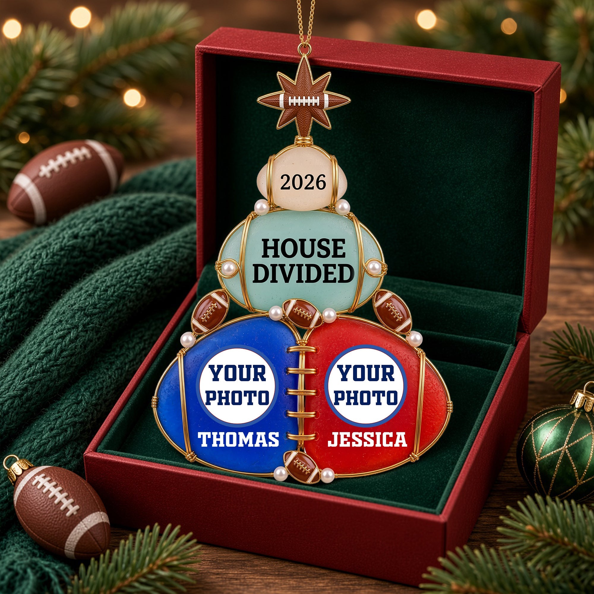 “Together Yet Apart – Celebrate Your Unique Love!” - House Divided Couple Acrylic Ornament | Personalized Gift for Couples
