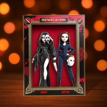 Load image into Gallery viewer, “Partners in Crime” - Personalized Horror Besties Plaque for Best Friends Shaped Plaques PopCulturePrints
