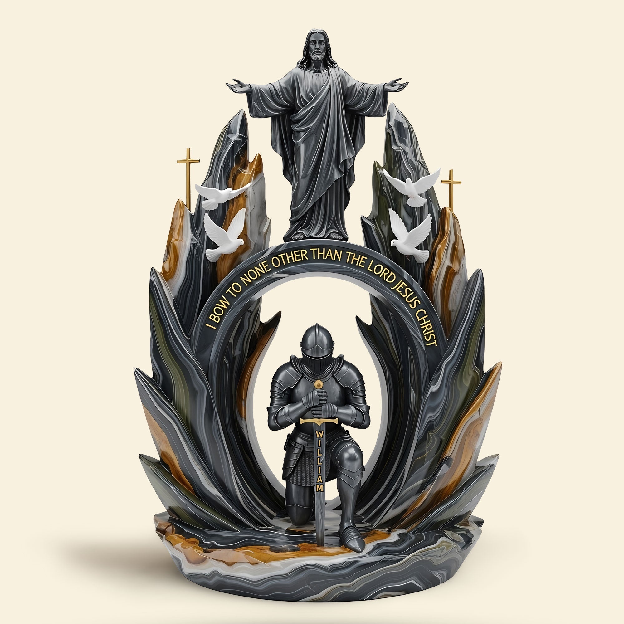 Kneeling Knight Plaque - A Personalized Gift for Jesus Lovers Shaped Plaques PopCulturePrints