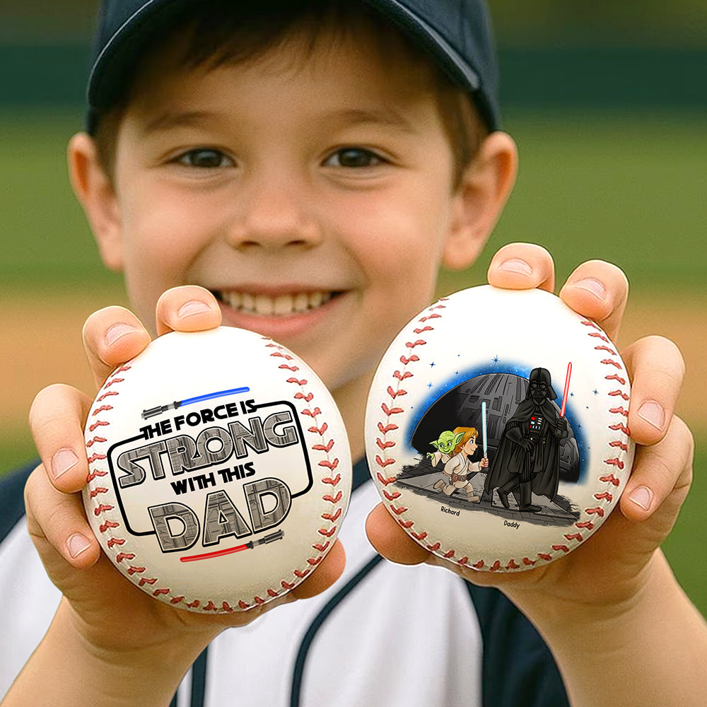 The Force is Strong with This Dad - Personalized Baseball Gift for Fathers Baseball PopCulturePrints