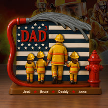 Load image into Gallery viewer, &quot;Making Dad Proud - Personalized Firefighter Dad Acrylic Plaque - A Unique Gift for Dads and Grandpas&quot; Shaped Plaques PopCulturePrints
