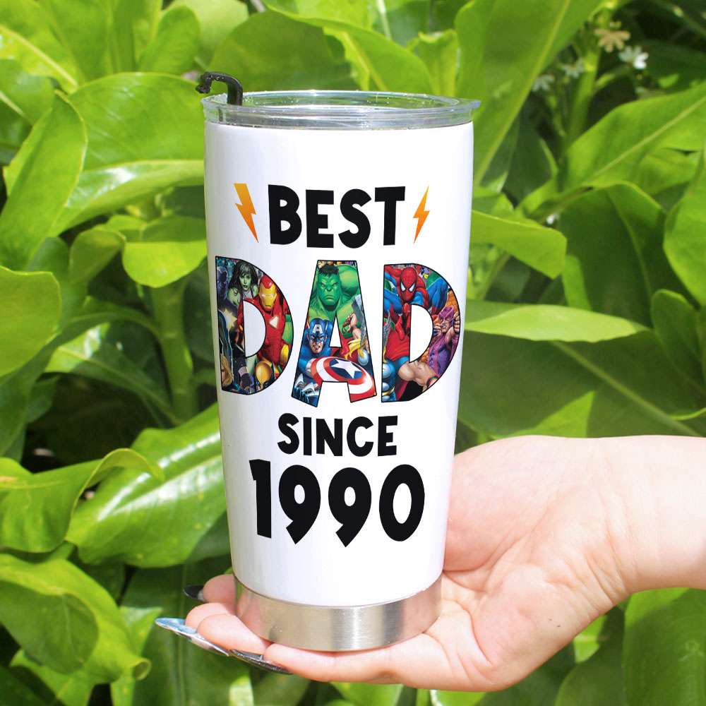 Personalized Superhero Dad Tumbler - Custom Father's Day Gift