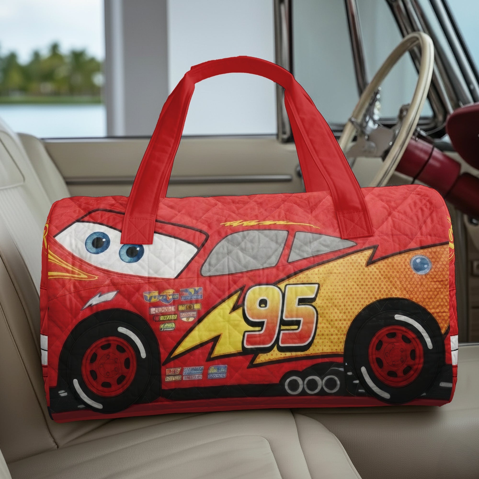 Rev Up the Fun - Racing Crew Quilted Duffle Bag - Personalized Gift for Car Enthusiasts