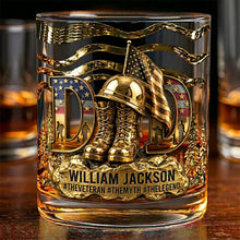 Load image into Gallery viewer, "A Toast to Our Heroes" - Proud Veteran Dad Drinking Glass - Custom Personalized Gift for Dads, Grandpas and Veterans Glass PopCulturePrints
