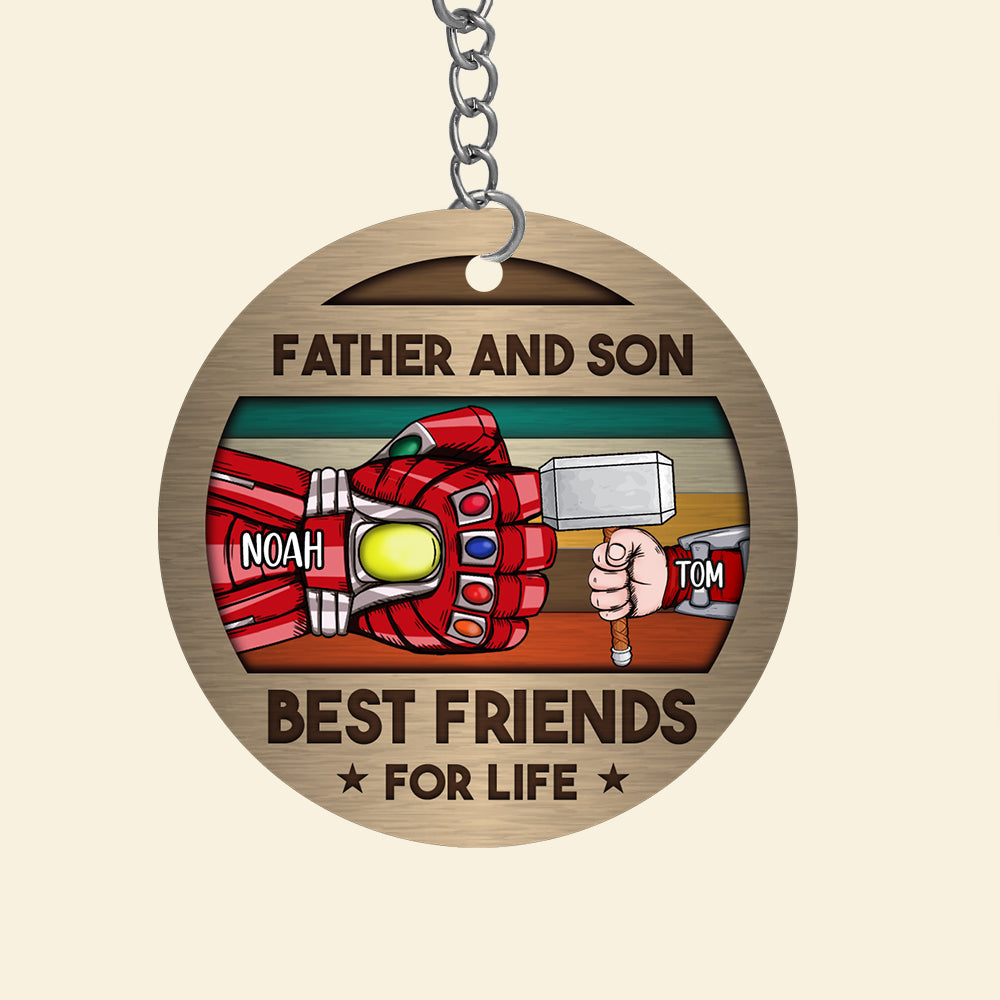 Personalized Father and Son Best Friends Keychain Keychains PopCulturePrints