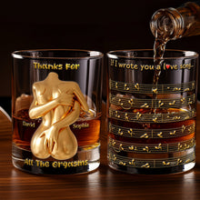 Load image into Gallery viewer, "Celebrate Your Love!" - Sexy Hugging Couple Round Glass - Personalized Gifts for Couples Glass PopCulturePrints

