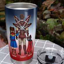 Load image into Gallery viewer, Personalized &#39;Our Hero Dad&#39; Tumbler - Father and Kids Themed Gift Tumbler Cup PopCulturePrints
