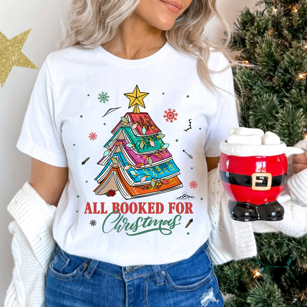 Festive Book Lovers Christmas Sweatshirt - All Booked for Christmas