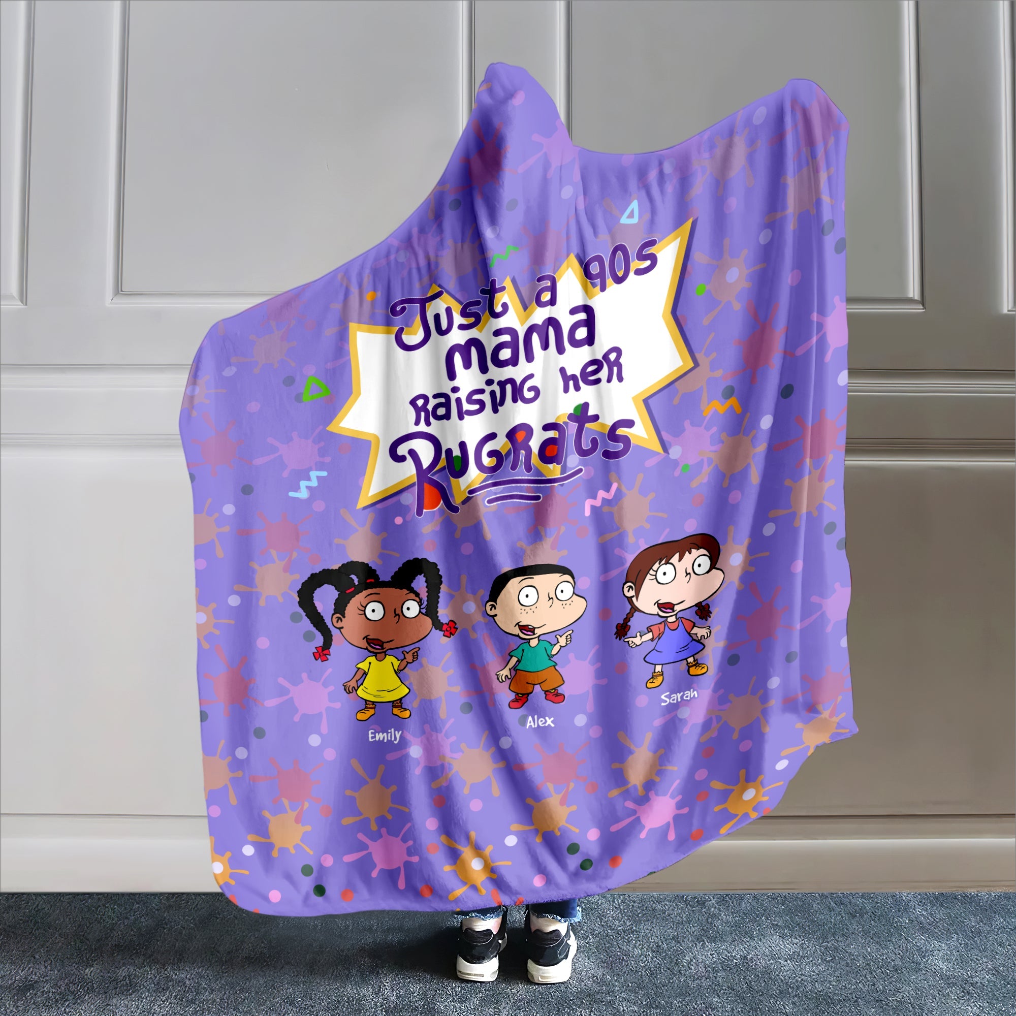 Customizable Mom's Cozy Cartoon Hoodie Blanket Blanket PopCulturePrints