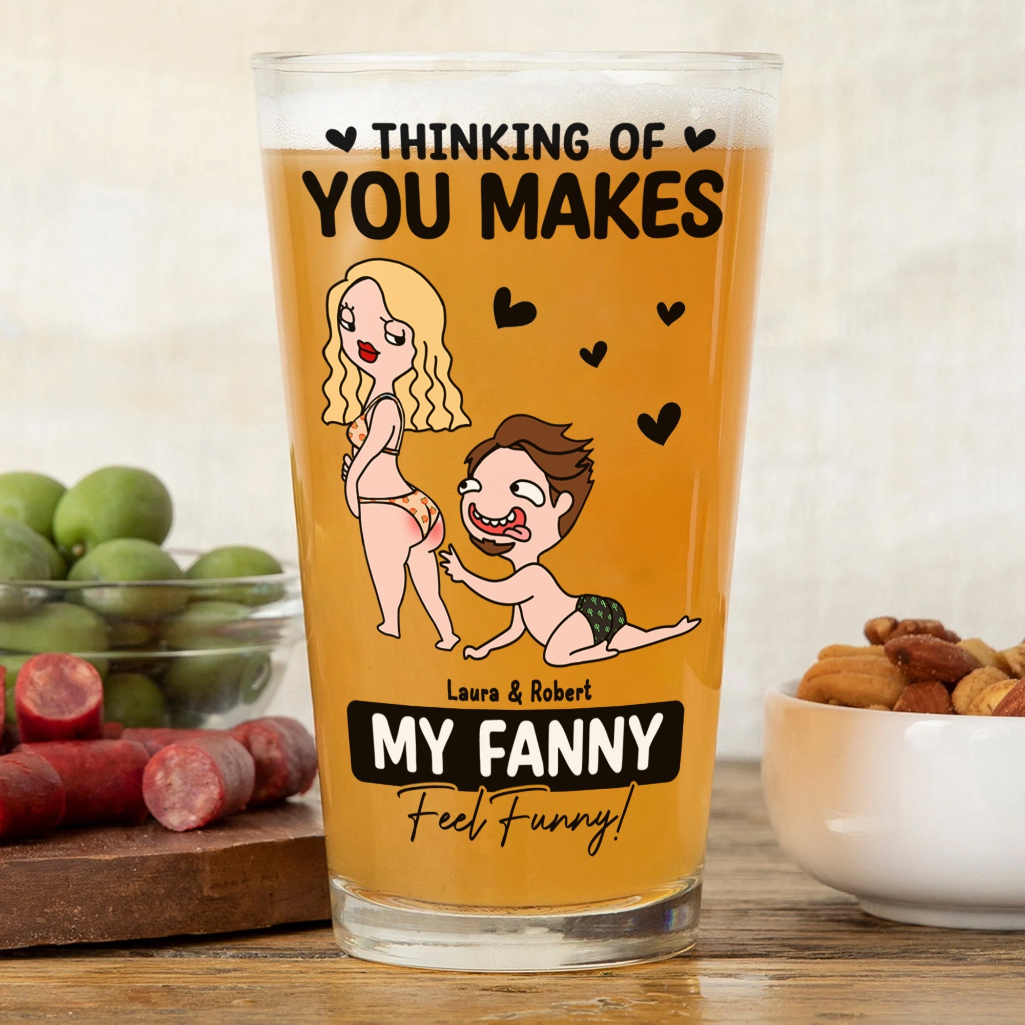 Personalized Naughty Couple Beer Glass Beer Glasses PopCulturePrints