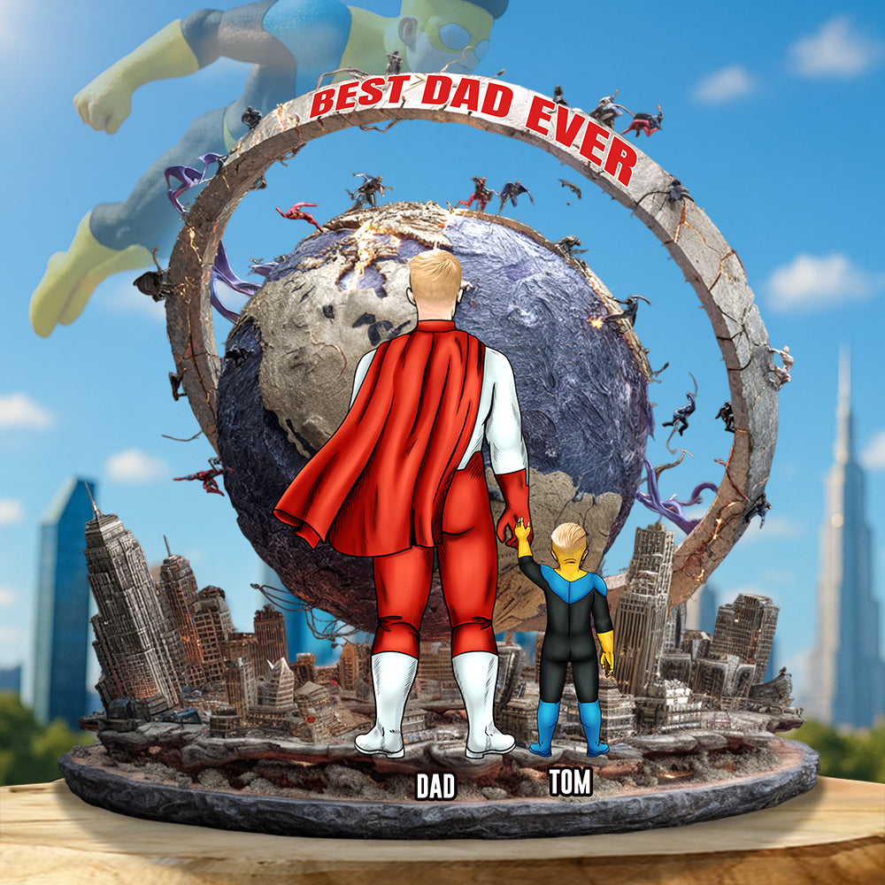 “Best Dad Ever” – Personalized Acrylic Plaque – Unique Gift for Dad & Grandpa Shaped Plaques PopCulturePrints