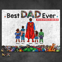 Load image into Gallery viewer, Best Dad Ever Jigsaw Puzzle - Personalized Gift for Dad, Superhero Theme Jigsaw Puzzles PopCulturePrints
