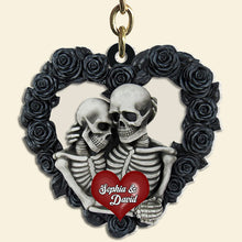 Load image into Gallery viewer, Personalized Skeleton Couple Keychain - Unique Love Gift Keychains PopCulturePrints
