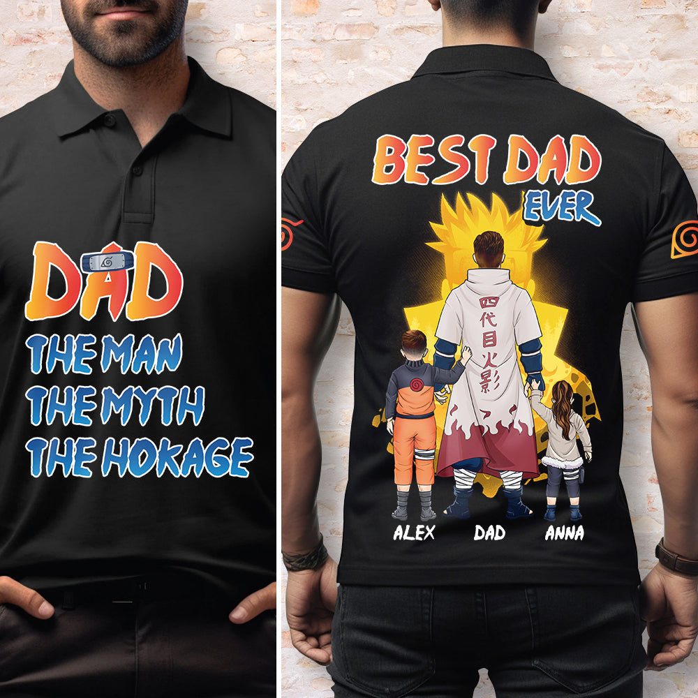 Custom Dad 3D Anime Polo Shirt - Father's Day Gift Polo Shirts PopCulturePrints