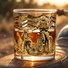 Load image into Gallery viewer, "Adventure Awaits" - Personalized Dad Dirt Bike Round Glass - Perfect Gift for Dads and Grandpas Glass PopCulturePrints
