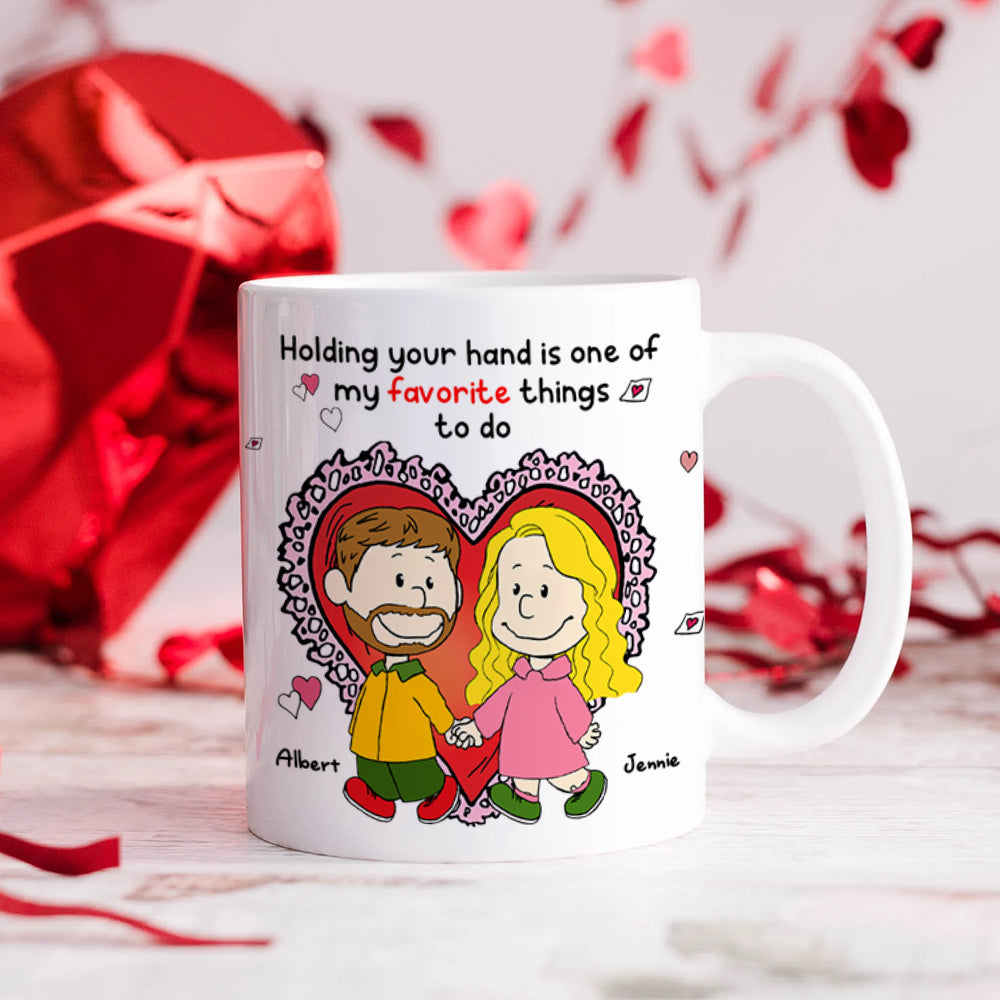 Personalized Valentine's Day Mug for Couples - Hand Holding Design Coffee Mug PopCulturePrints