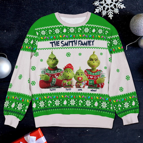 “Spread Holiday Cheer With Family Unity” - Personalized Christmas Ugly Sweater for Family AOP Products PopCulturePrints