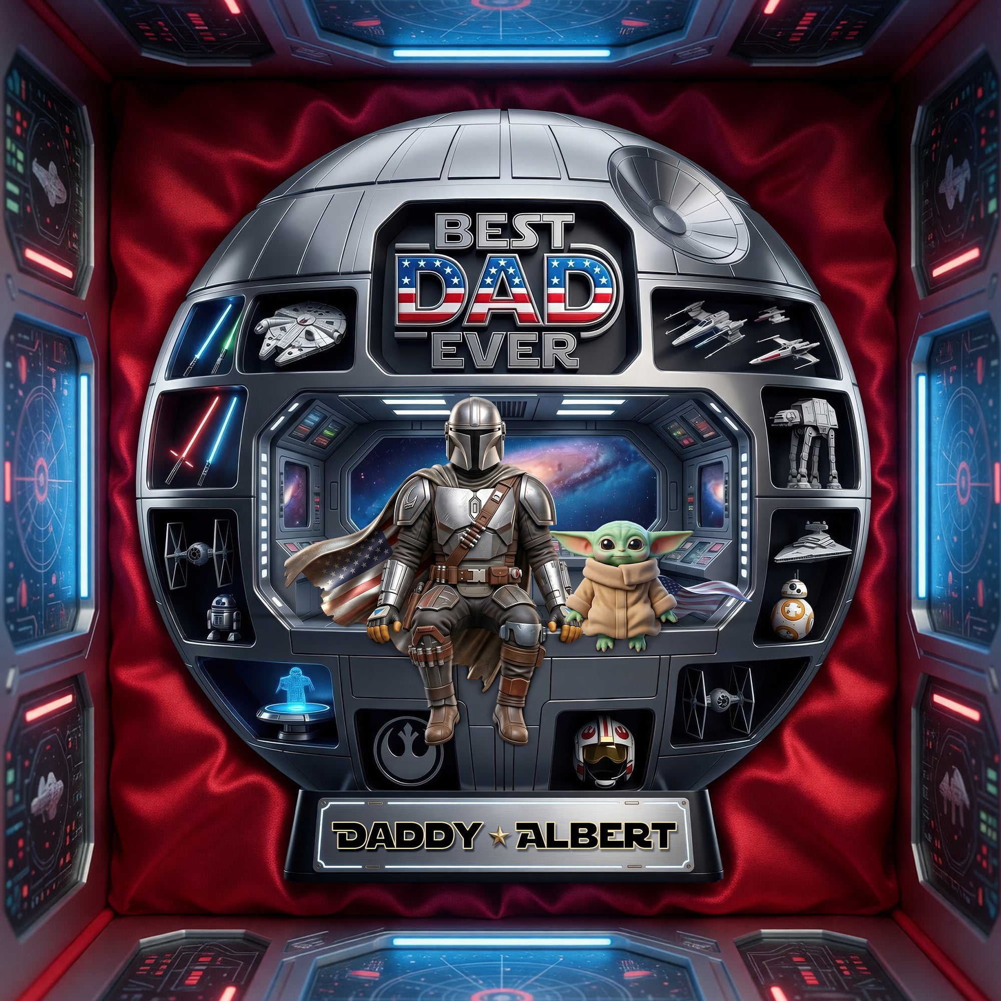 "Best Dad Ever" - Personalized Dad Space Station Acrylic Plaque - Perfect Gift for Dads and Grandpas Shaped Plaques PopCulturePrints