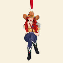 Load image into Gallery viewer, Custom Cowgirl Acrylic Ornament - Personalized Gift Ornament PopCulturePrints
