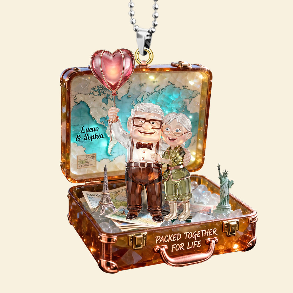 Packed Together for Life - Personalized Traveling Couple Car Hanging Ornament - A Unique Gift for Adventurous Couples Ornament PopCulturePrints