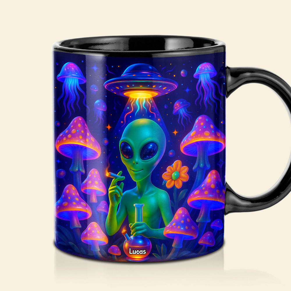 “Stay Cosmic!” - Custom Smoking Alien Mug - Personalized Gift for Weed Lovers Coffee Mug PopCulturePrints