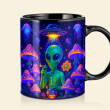 Load image into Gallery viewer, “Stay Cosmic!” - Custom Smoking Alien Mug - Personalized Gift for Weed Lovers Coffee Mug PopCulturePrints
