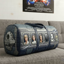 Load image into Gallery viewer, “Adventure Awaits” - Cosmic Crew Quilted Duffle Bag - Personalized Gifts for Pop Culture Enthusiasts Quilted Duffle Bag PopCulturePrints
