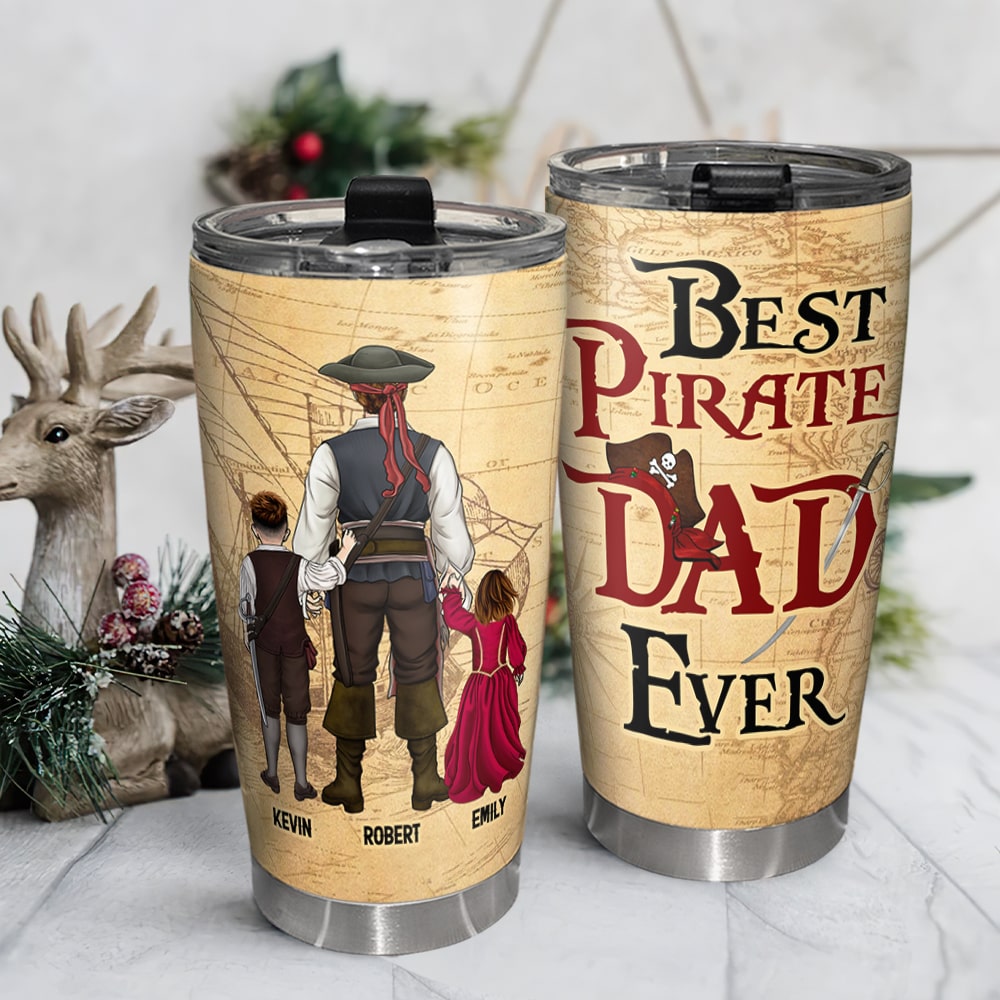 Best Pirate Dad Ever - Personalized Tumbler for Father's Day Tumbler Cup PopCulturePrints