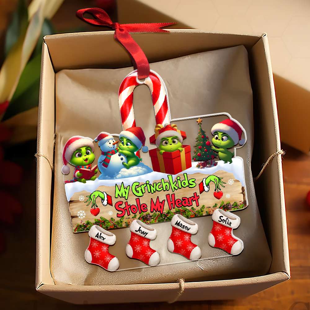 Personalized Christmas Ornament for Grandma - Green Monster Kids